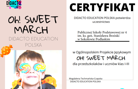 "Oh! Sweet March"-certyfikat