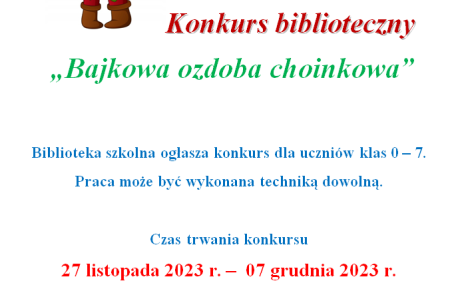 Konkurs biblioteczny „Bajkowa ozdoba choinkowa”